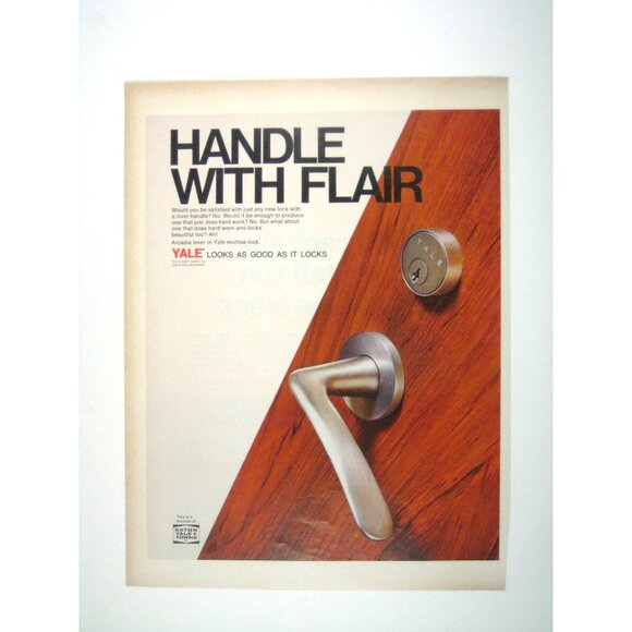 Yale 1967 Vintage Print Advertisement  Door Handle Lock Set Eaton Yale Towne - Picture 1 of 2